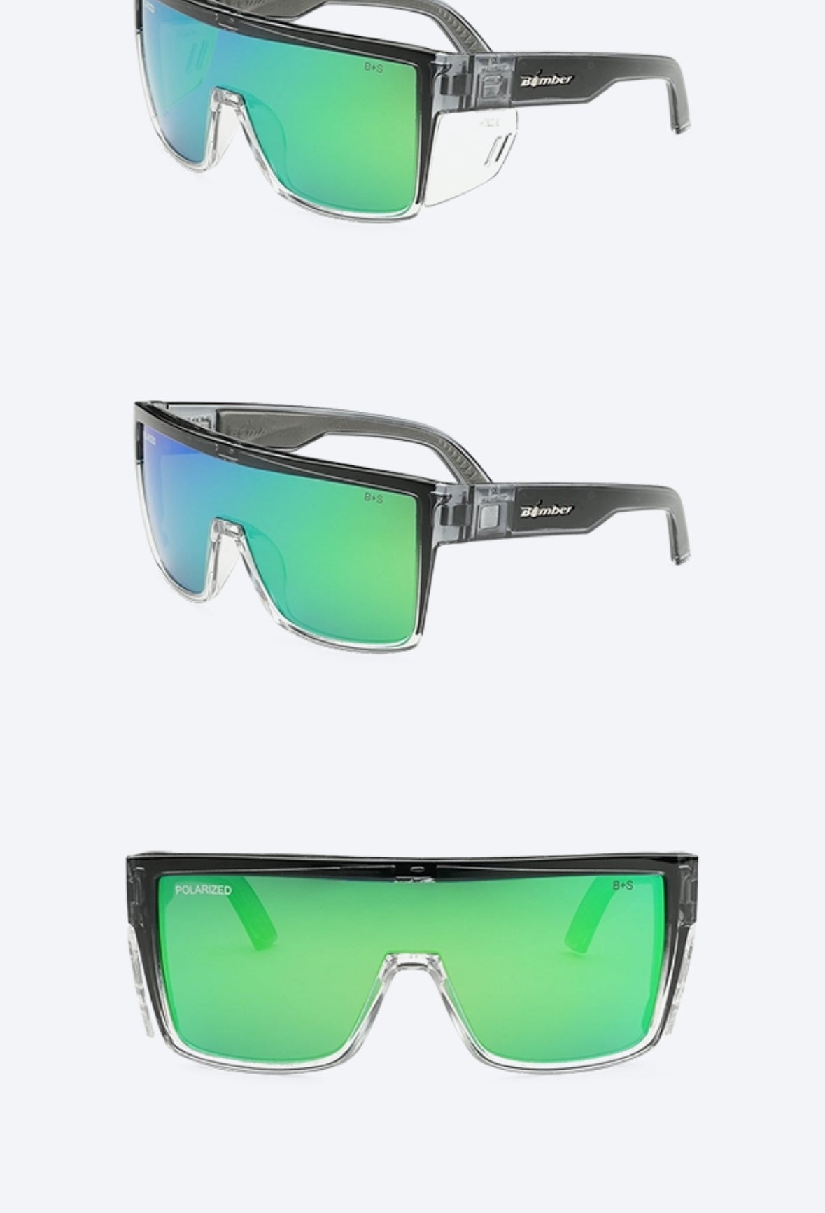 Green polarized quality safety glasses