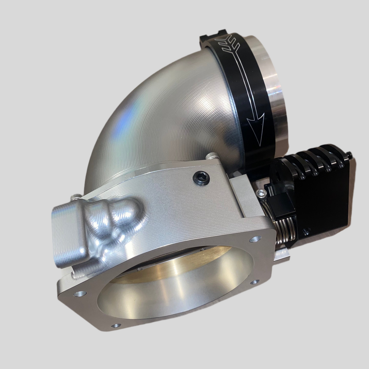102mm Aluminum CNCBillet throttlebody, 90 Elbow (Silver)